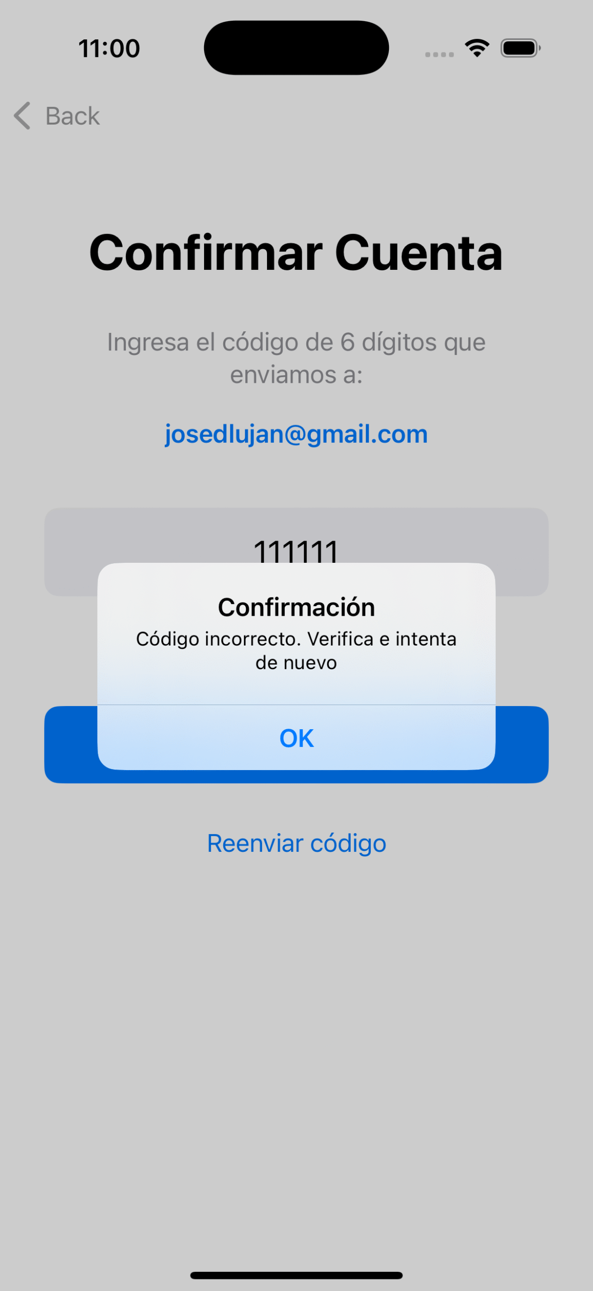 Confirming the code in AWS Cognito