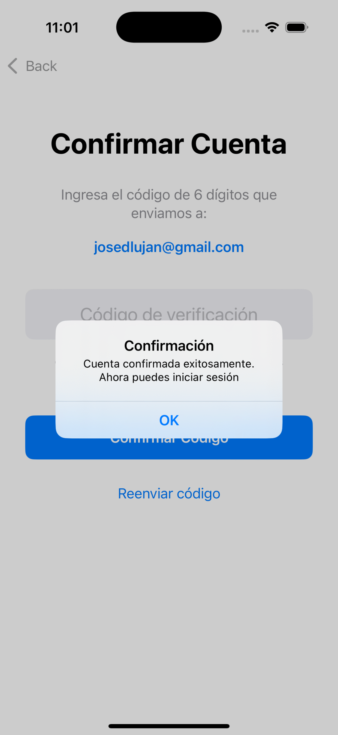 Resending the confirmation code